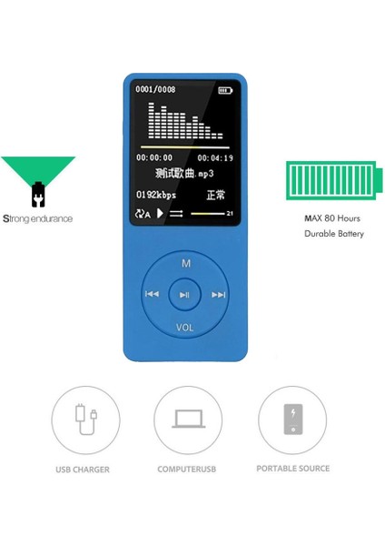 LCD Ekran Fm Radyo Video Oyunları Film Mp3 Mp4 Player Hafıza Kapasitesi 8gb Mavi (Yurt Dışından)