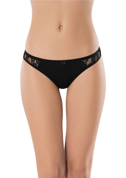 Anıt 3739 Siyah 10 Adet Kadın Modal Süslü Bikini Külot