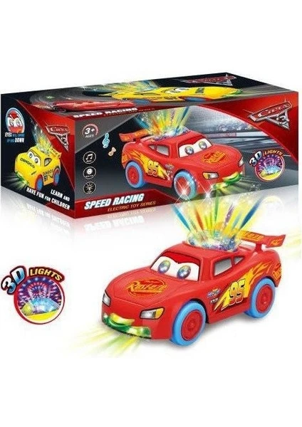 Can Ali Toys 3D Işıklı Müzikli Dil Çıkaran Çarp Dön Sensörlü Şimşek Mc Queen Araba