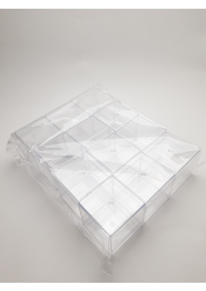 Kapaklı Pleksi Mika Kutu (5X5X5 Cm-12'li Paket)