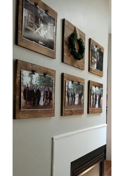 Ahşap Mandallı Fotoğraf Resim Çerçevesi 6 Adet (Masa Üstü ve Duvara Monte) fiyatları