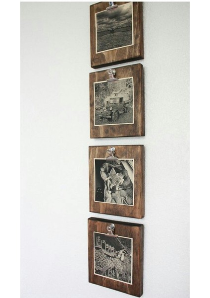 Ahşap Mandallı Fotoğraf Resim Çerçevesi 6 Adet (Masa Üstü ve Duvara Monte) modelleri