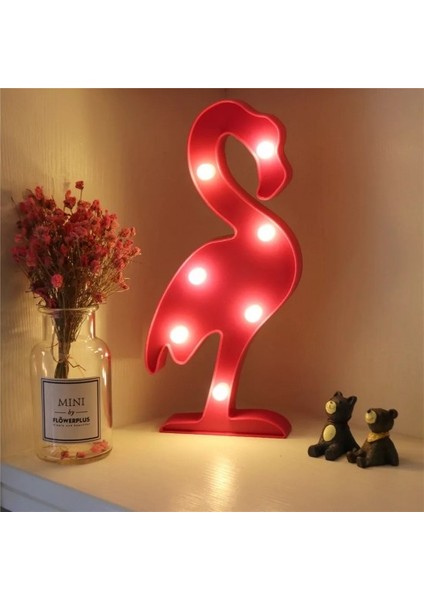 3D LED Pano Flamingo Duvar/Gece Lambası (Pembe)