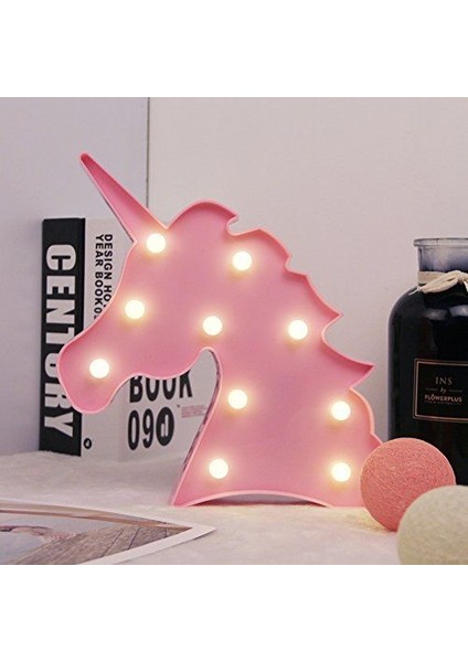 3D LED Pano Unicorn Kafa Duvar/Gece Lambası (Pembe)