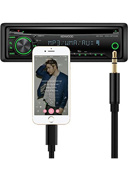 iPhone Uyumlu Lightning To Aux Çevirici 3.5 mm Spiral Ses Kablosu Siyah - AL2693 modelleri