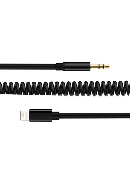 iPhone Uyumlu Lightning To Aux Çevirici 3.5 mm Spiral Ses Kablosu Siyah - AL2693 indirimleri