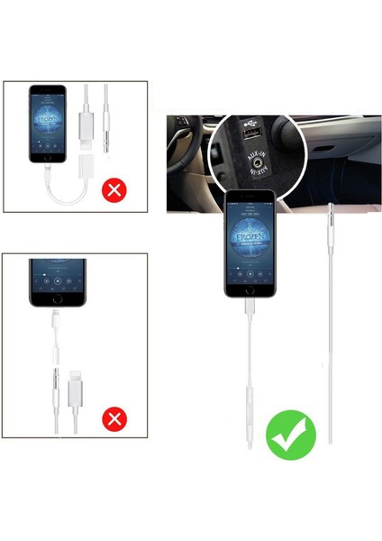 iPhone Uyumlu Lightning To Aux Çevirici Ses Kontrol Özellikli Kablo Beyaz - Model MH021 fırsatları