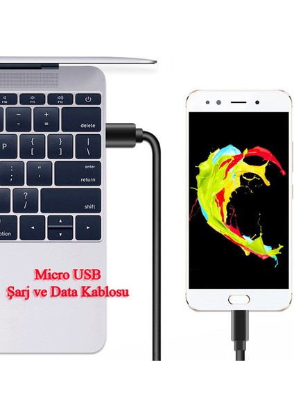 Micro USB Şarj ve Data Kablosu - 1 Metre Siyah