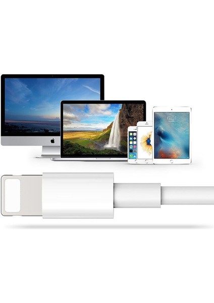 iPhone Uyumlu iPad Lightning USB Şarj ve Data Kablosu - 1 Metre Beyaz