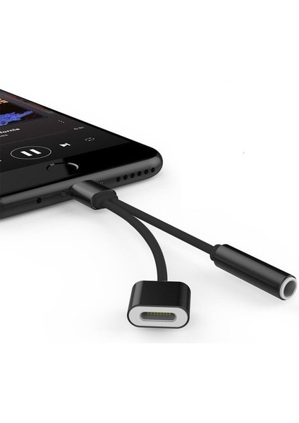 Apple Iphone Lightning Splitter 2in1 Şarj ve Kulaklık Çevirici Model No : IKD103 Siyah