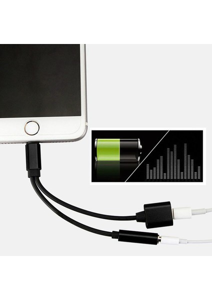 Apple Iphone Lightning Splitter 2in1 Şarj ve Kulaklık Çevirici Model No : IKD103 Siyah