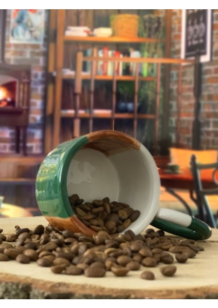 Dekoratif El Yapımı Eskitme Seramik Kupa