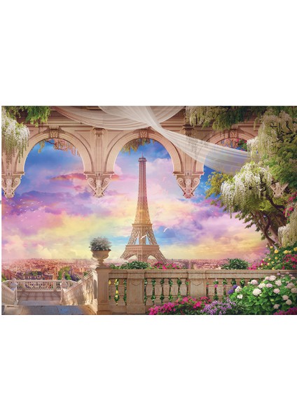 Eiffel Tower And Pink Sunset 1000 Parça Puzzle