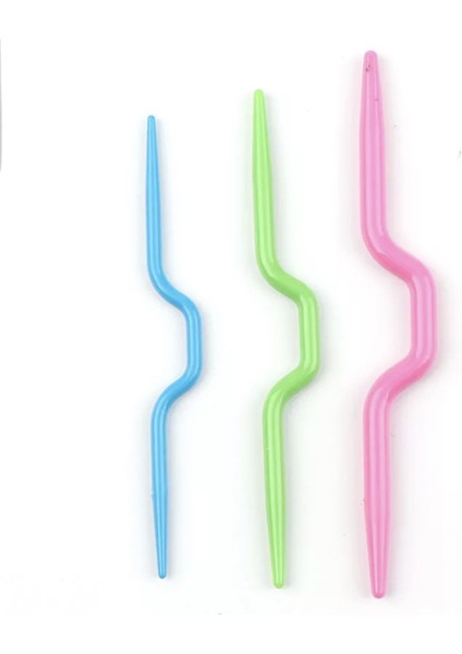 3 Adet Bükümlü Ilmek Tutucu Plastik Örgü Şişi Iltup3