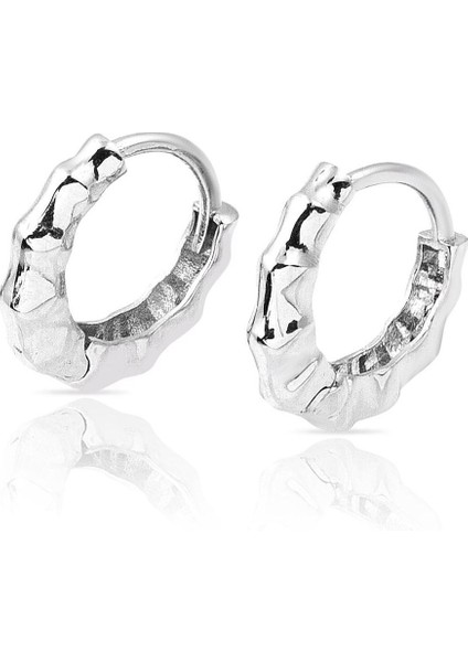 Kemik Beyaz Halka Altın Küpe