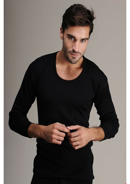 4002 Erkek Uzun Kollu Yün Termal Fanila-Siyah