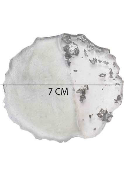 Epoksi Magnet Tırtıklı Varaklı Yarısı Şeffaf 7 cm - 10 Adet Gümüş