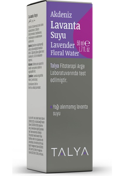 Akdeniz Lavanta Suyu, %100 Saf, Doğal ve Katıksız, Sprey Şişe, Ferahlatıcı Etkili Tonik, 50 ml