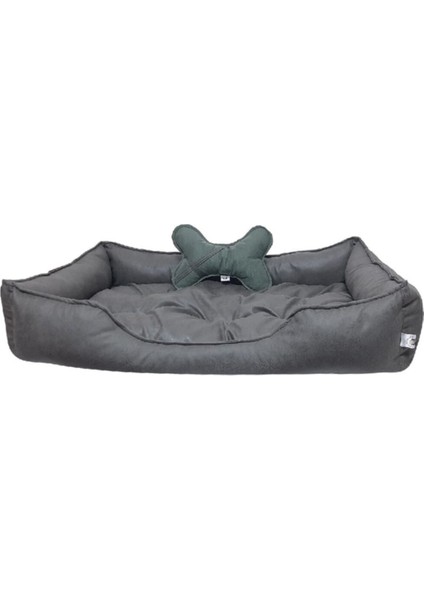 Füme Büyük Irk Köpek Yatağı 75 x 110 cm Kemik Yastıklı - Tırmalamaya Dayanıklı fiyatları