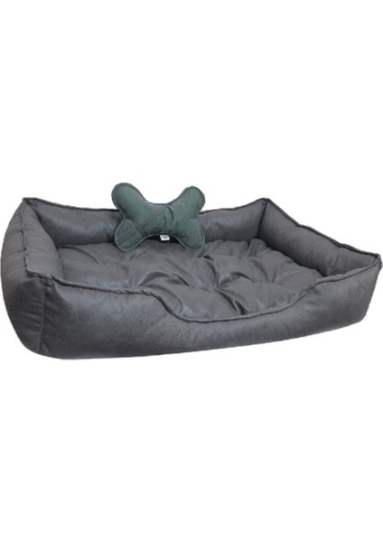 Füme Büyük Irk Köpek Yatağı 75 x 110 cm Kemik Yastıklı - Tırmalamaya Dayanıklı modelleri