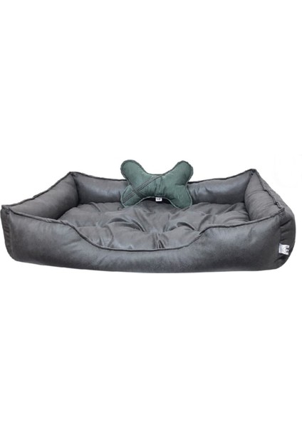 Füme Büyük Irk Köpek Yatağı 75 x 110 cm Kemik Yastıklı - Tırmalamaya Dayanıklı fırsatları