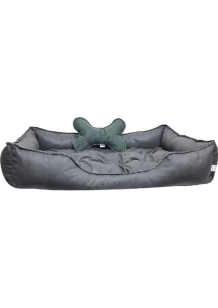 Füme Büyük Irk Köpek Yatağı 75 x 110 cm Kemik Yastıklı - Tırmalamaya Dayanıklı indirimleri