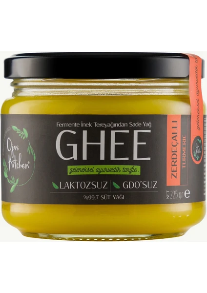 Ojas Kitchen Zerdeçallı Ghee (Sade Yağ) 225 gr - Laktozsuz Gdo' Suz Saf Yağ / Sadeyağ