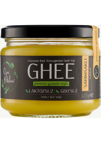 Ojas Kitchen Sarımsaklı Ghee (Sade Yağ) 225 gr - Laktozsuz Gdo' Suz Saf Yağ / Sadeyağ