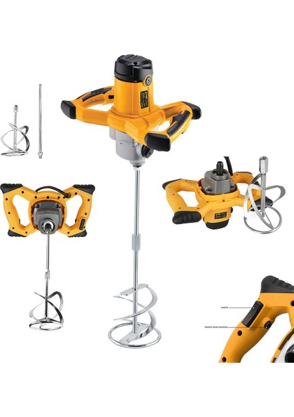Power Tools 3600 Watt 6 Kademe Hız Ayarı Boya ve Harç Mikseri Karıştırıcı