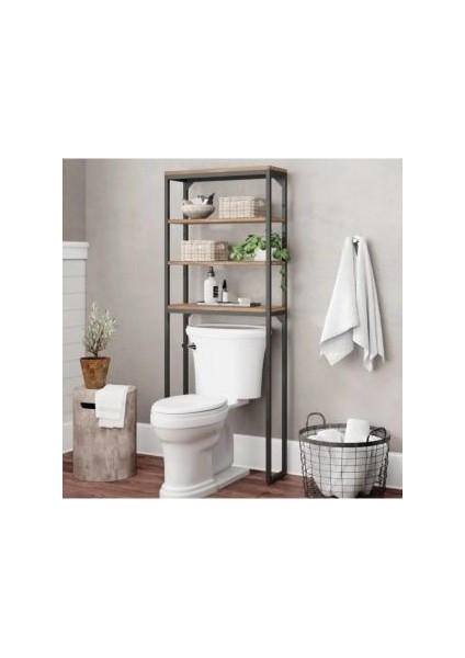 Wc Arkası Klozet Rafı Koyu Ceviz