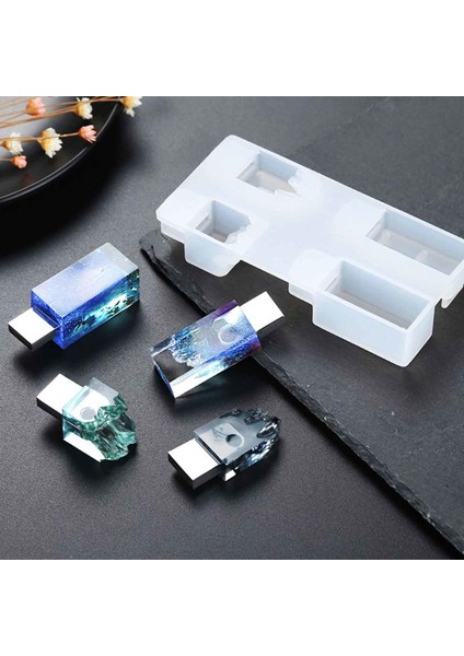 Epoksi Reçine Silikon USB Kalıbı 4'lü Model