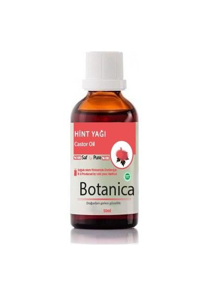 Hint Yağı - Ricinus Communis - ( Kabarık Ve Kıvırcık Saçlar İçin ) Saç Besleyici Bakım Yağı  50 Ml