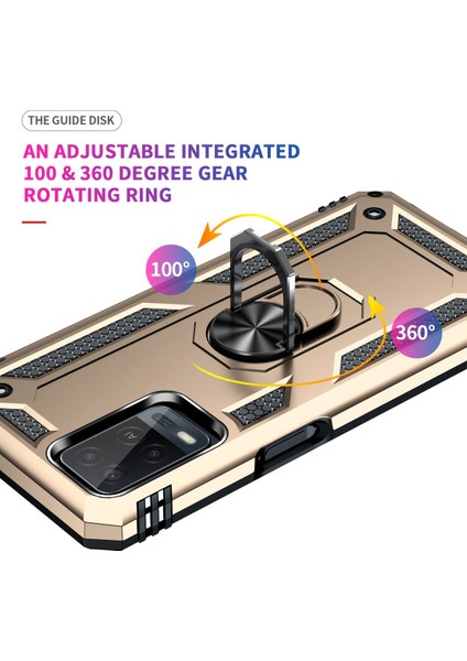 Oppo A54 4g Kılıf Tank Yüzüklü Yüksek Koruma Silikon - Gold indirimleri