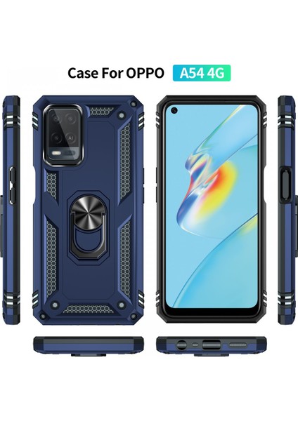 Oppo A54 4g Kılıf Tank Yüzüklü Yüksek Koruma Silikon - Lacivert modelleri