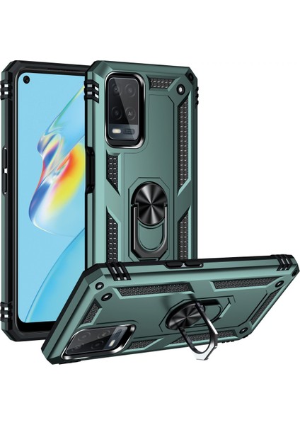 Oppo A54 4g Kılıf Tank Yüzüklü Yüksek Koruma Silikon - Yeşil fiyatları