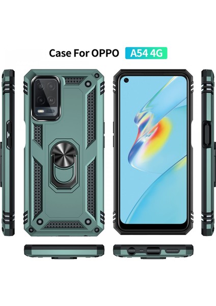 Oppo A54 4g Kılıf Tank Yüzüklü Yüksek Koruma Silikon - Yeşil modelleri
