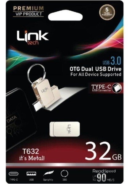 Linktech 32GB Type-C Dual 3.0 90MB/S Premium  USB Bellek