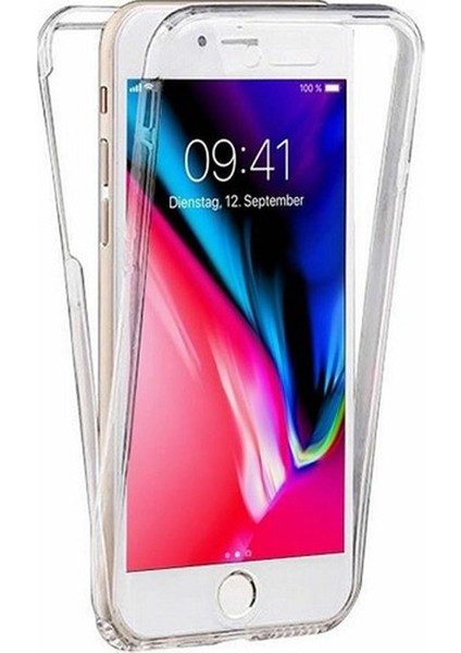 Apple iPhone 7 Kapak 360 Derece Ön ve Arka Tam Koruma Şeffaf Silikon Kılıf