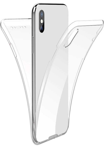 Apple iPhone x Kapak 360 Derece Ön ve Arka Tam Koruma Şeffaf Silikon Kılıf