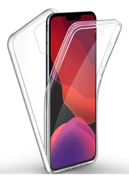 Apple iPhone 12 Kapak 360 Derece Ön ve Arka Tam Koruma Şeffaf Silikon Kılıf