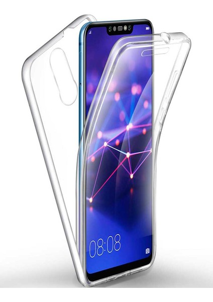 Huawei Mate 20 Lite Kapak 360 Derece Ön ve Arka Tam Koruma Şeffaf Silikon Kılıf