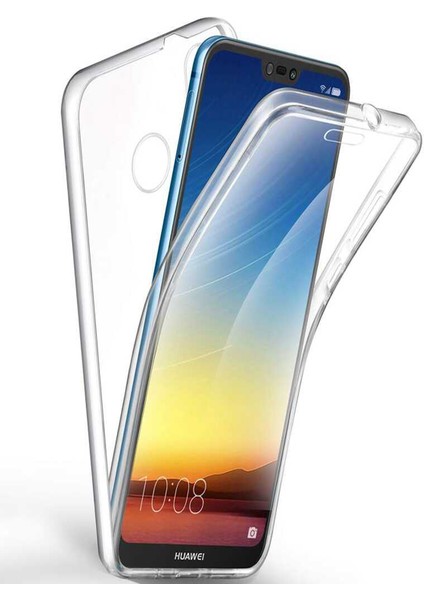 Huawei P20 Pro Kapak 360 Derece Ön ve Arka Tam Koruma Şeffaf Silikon Kılıf