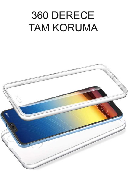 Huawei P20 Pro Kapak 360 Derece Ön ve Arka Tam Koruma Şeffaf Silikon Kılıf
