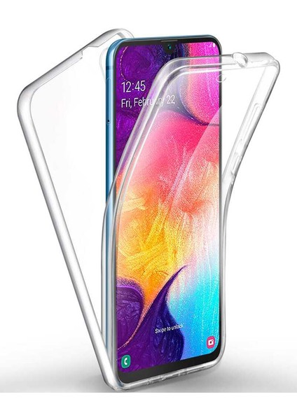 Samsung Galaxy A50 Kapak 360 Derece Ön ve Arka Tam Koruma Şeffaf Silikon Kılıf