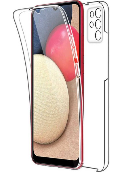 Samsung Galaxy A72 Kapak 360 Derece Ön ve Arka Tam Koruma Şeffaf Silikon Kılıf