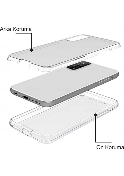 Xiaomi Redmi Note 8 Kapak 360 Derece Ön ve Arka Tam Koruma Şeffaf Silikon Kılıf