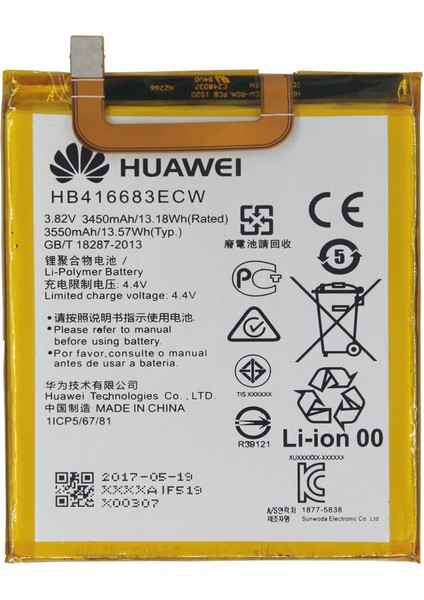 Huawei Nexus 6p (HB416683ECW) Uyumlu Batarya Pil 3450 Mah