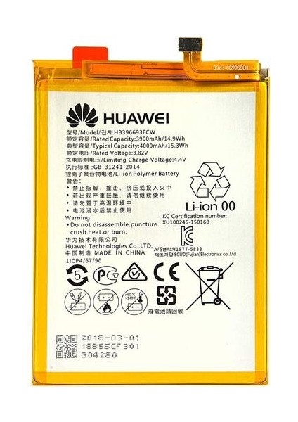 Huawei Mate 8 (HB396693ECW) Uyumlu Batarya Pil 3900 Mah