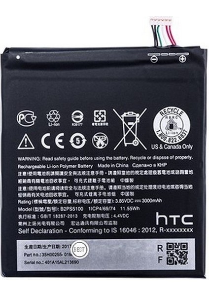 Htc Desire 10 Lifestyle (B2PS5100) Uyumlu Batarya Pil 3000 Mah