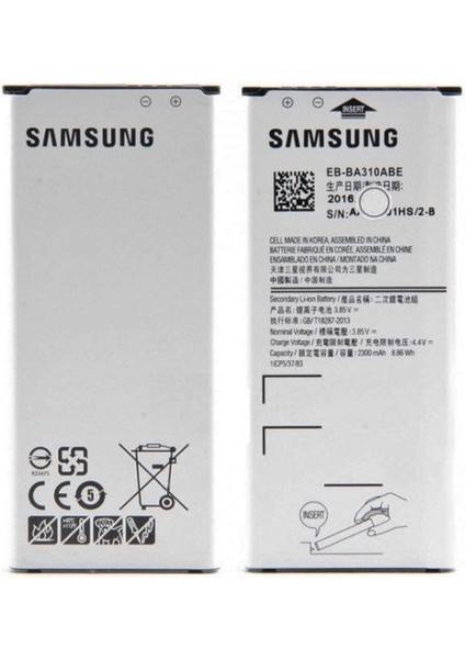 Samsung Galaxy A3 2016 SM-A310 (EB-BA310ABE) Uyumlu Batarya Pil 2300MAH